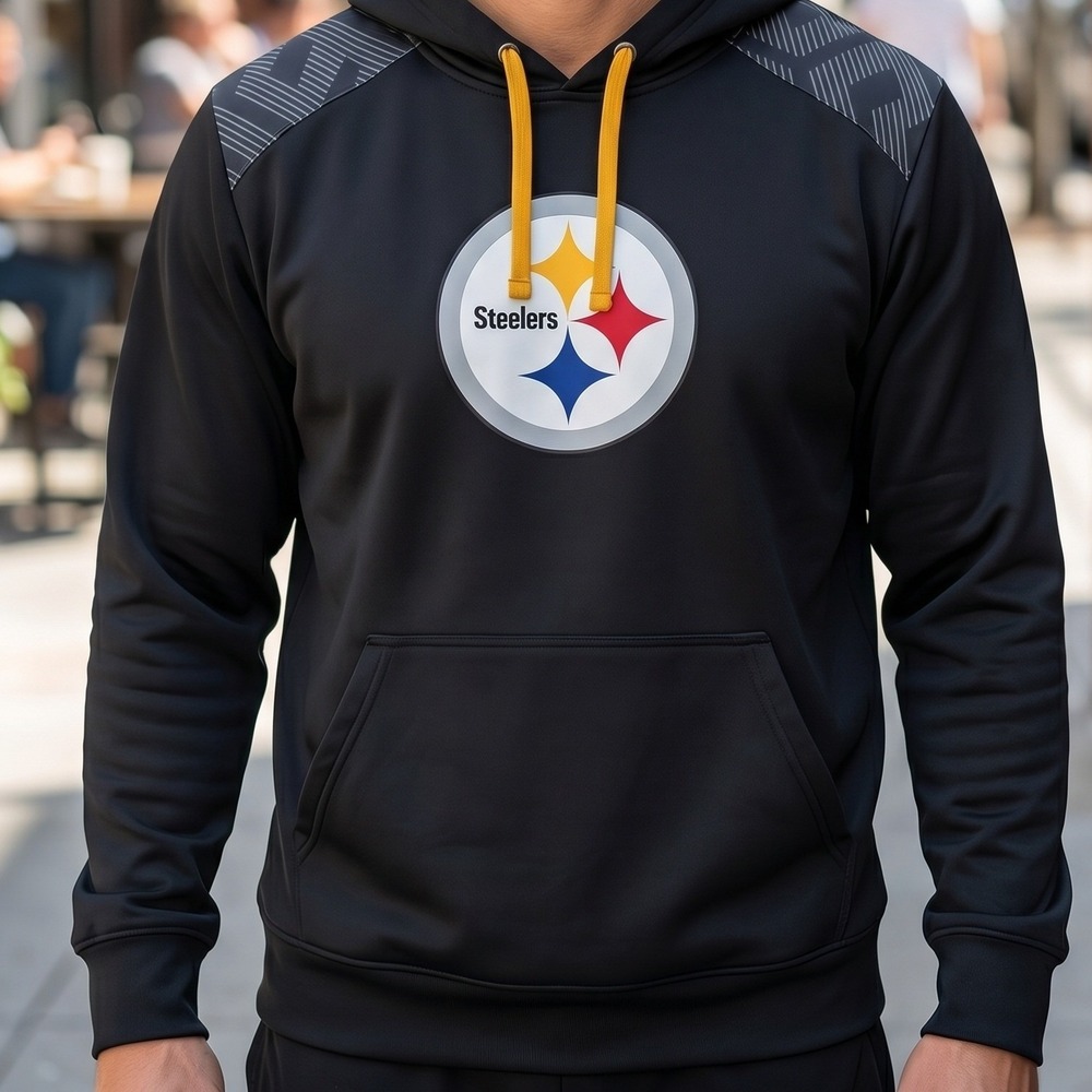 Majestic Pittsburgh Steelers Therma Base Hoodie Black Performance Pullover Mens